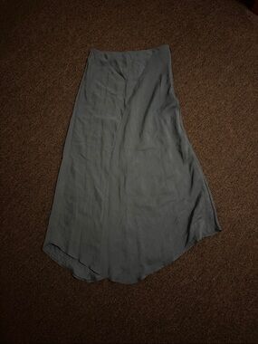 Zara Slate Gray Maxi Skirt - Flowing Bias Cut